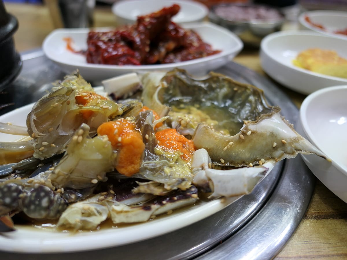 Ganjang-gejang (soy-marinated crab)