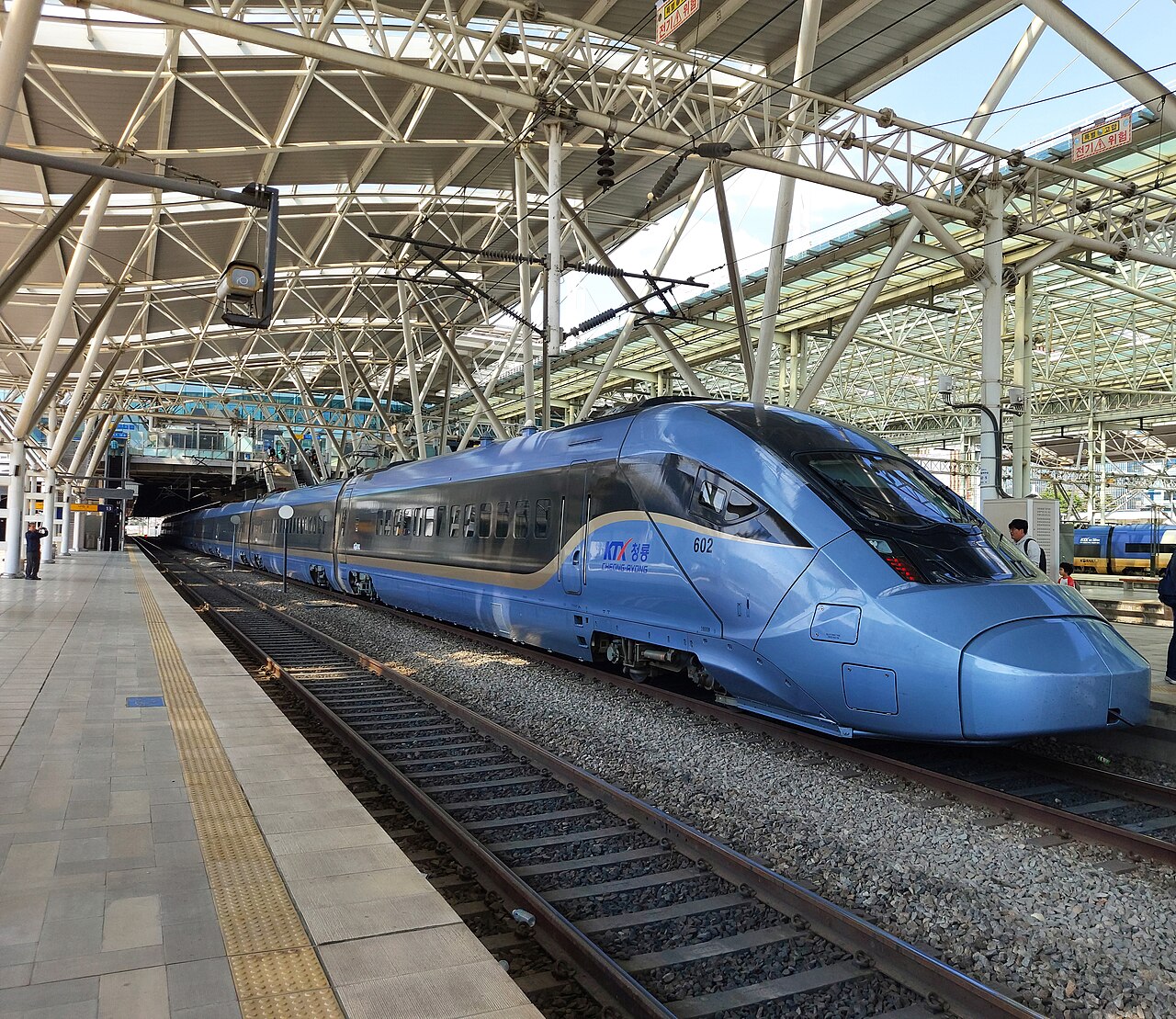 A KTX high-speed train at Seoul Station